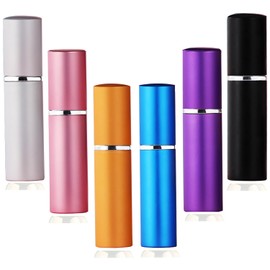 Refillable Perfume Atomizer Travel Spray Bottle for Cologne - 5ml Portable Refill Pump, Empty Mini Cosmetic Dispenser for Traveling (6 Pack, 6 Colors)