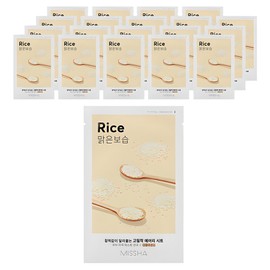 Misha Missha Airy Close-fitting Sheet Mask Rice, 1 Pack, 20 Pieces / 미샤 에어리 밀착 시트 마스크 쌀, 1개입, 20개