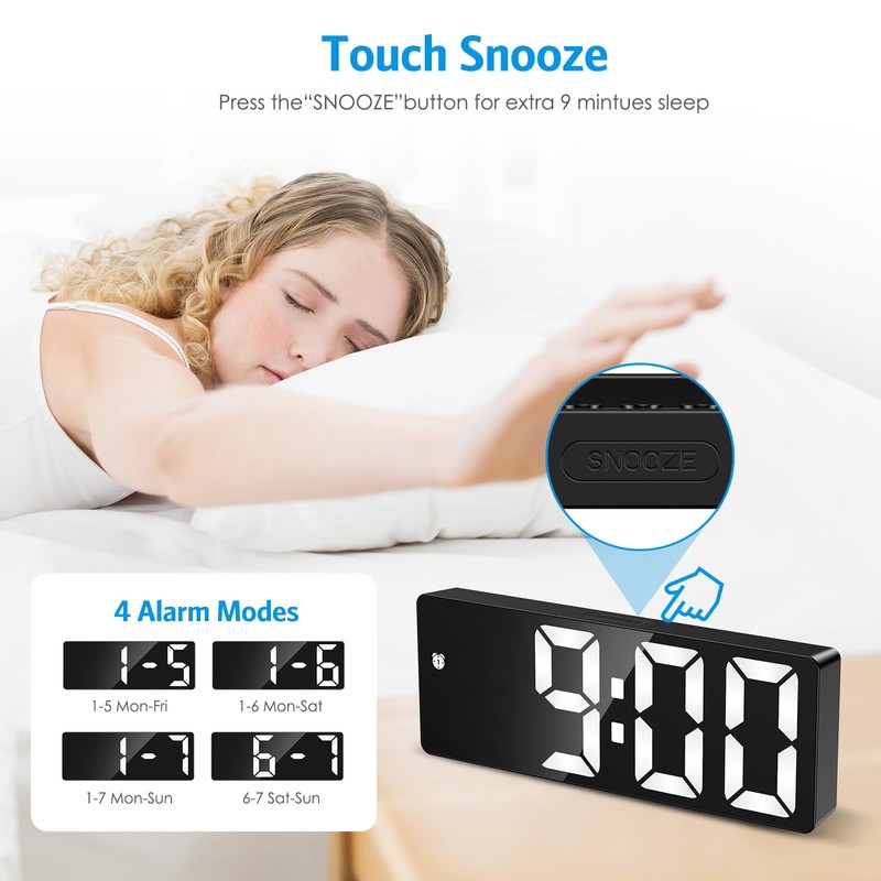 AMIR Digital Alarm Clock, [Upgraded Version] LED Clock for Bedroom,