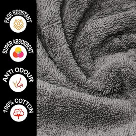 Towelogy® Premium Large Hand Towels Set 100% Combed Ring Spun Cotton Quick Dry & Super Absorbent Hotel Quality Multipurpose for Bathroom Spa Gym & Travel Size 50x85cm (Grey Charcoal, Pack Of 2)