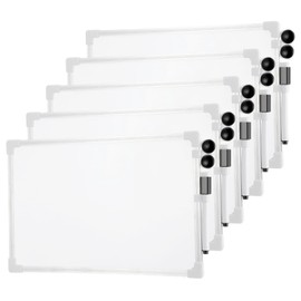 4 Pcs Small White Board, 7 x 11 Magnetic Mini Wall Dry Erase Board with Black Dry Erase Marker Pen 2Magnetic Buckle for Home Office
