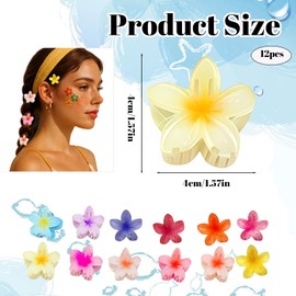 Flower Hair Clips, 12Pcs Floral Hair Accessories for Women, Festival Hair Clips with Claw Design, Vibrant Colors for Beach, Weddings, Daily Hairstyling