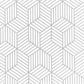 Mecpar Silver Geometric Hexagon Wallpaper 17.71"x 118" White and Silver Contact Paper Striped Wallpaper Peel and Stick Removable Self Adhesive Vinyl Film for Shelf Drawer Liner Cabinet Countertop