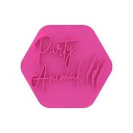LissieLou Party Animal Cookie Stamp Happy Birthday Icing Stamp Fondant Embosser - Light Pink
