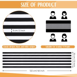 Striped Table Runner Polyester Table Decor Striped Design Modern Table Runner Elegant Decor for Indoor Events Family Dinner Outdoor Banquet Parties Celebrations, Black, White (6,12 x 48 Inches)
