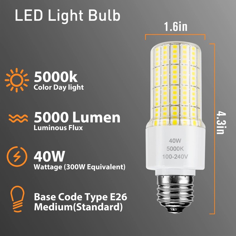 ZP A19 Led Light Bulb 300W Equivalent 40W Bulbs 5000