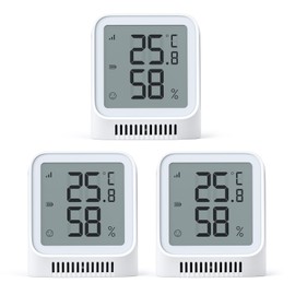 X-sense Pack of 3 Digital Thermometer Hygrometer Indoor WiFi Mini Room Thermometer with X-Sense App, Adapted Comfort Range, Smiley Indicator, Compatible with Alexa, Requires Base Station SBS50