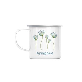 Enamelled metal cup, 284 ml, nymph flowers, minimalist, chic, love