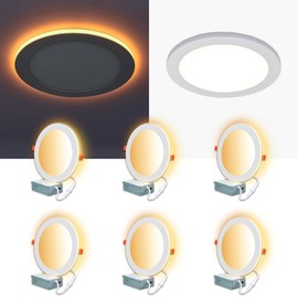 CycevSun 6 Pack 8 Inch LED Recessed Light with Night Light, Canless 8" Wafer Downlight Ceiling Light Ultra Thin, Dimmable & 5CCT Selectable, 15W, 1500LM, ETL, 100-277V