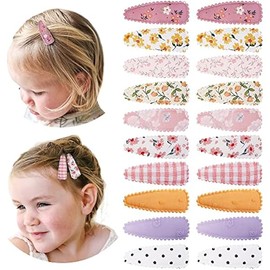 20 Pcs Girl Hair Clips Floral Print Toddler Hair Clips Non Slip Wrapped Snap Hairpins for Kids Barrettes Hair Accessories for Baby Toddler Girls (Light Color)