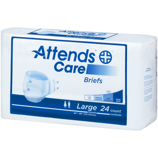 Attends Care Briefs with Odor-Shield for Adult Incontinence Care, Large, Unisex , 72 Count
