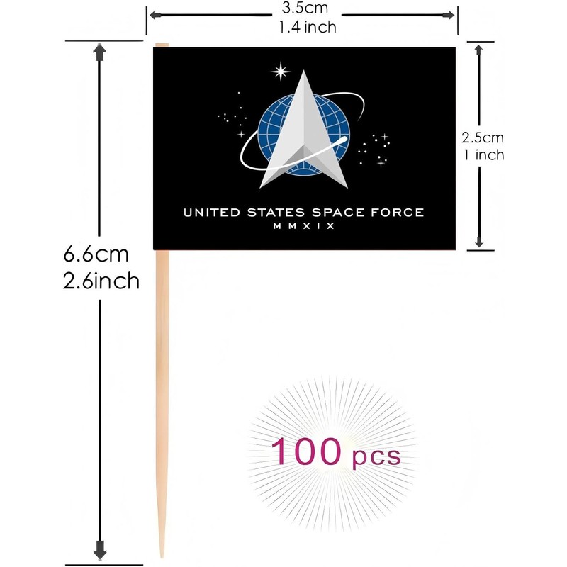 100 Pcs USA Space Force Toothpicks Flag Small Mini Cocktail