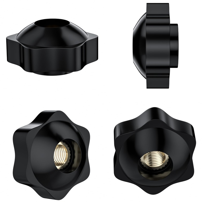 9 PCS Hex Clamping Nuts Knob,Star Shape Handle Nuts (M6)