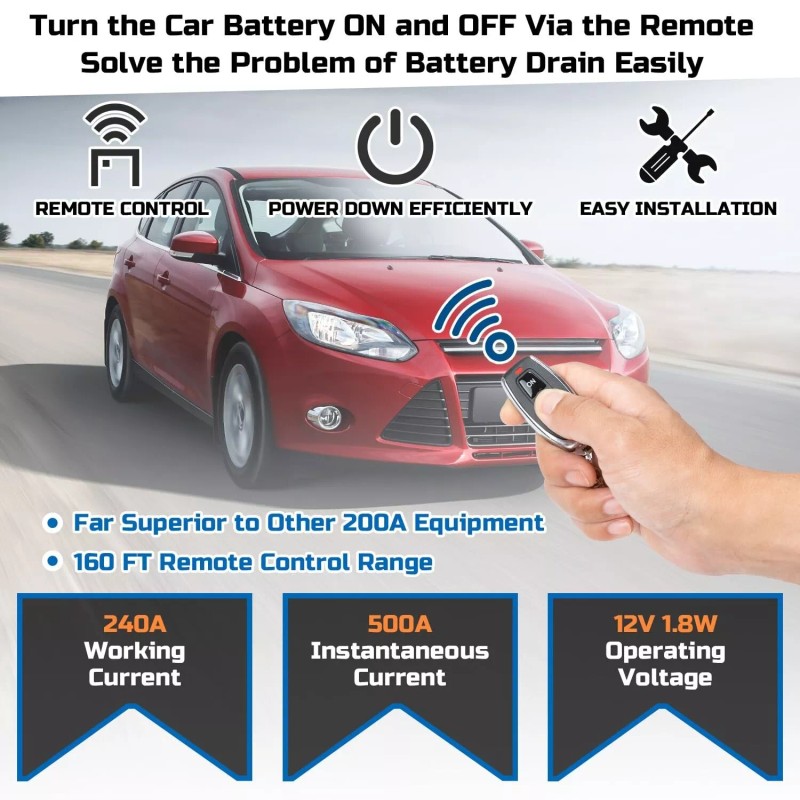 DNShorix Remote Battery Disconnect Switch 12v, 240A, Upgrade Smart Voltage