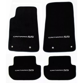 AVM NEW BLACK Carpet Floor Mats 2010-2015 Camaro Embroidered Logo SS Silver All 4