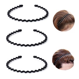 Metal Hair Bands for Men, Non-Slip Sports Fashion Headband, Mens Metal Hair Band, Hair Hoop for Outdoor Sports, Weddings, Daily Wear (3 Pieces)