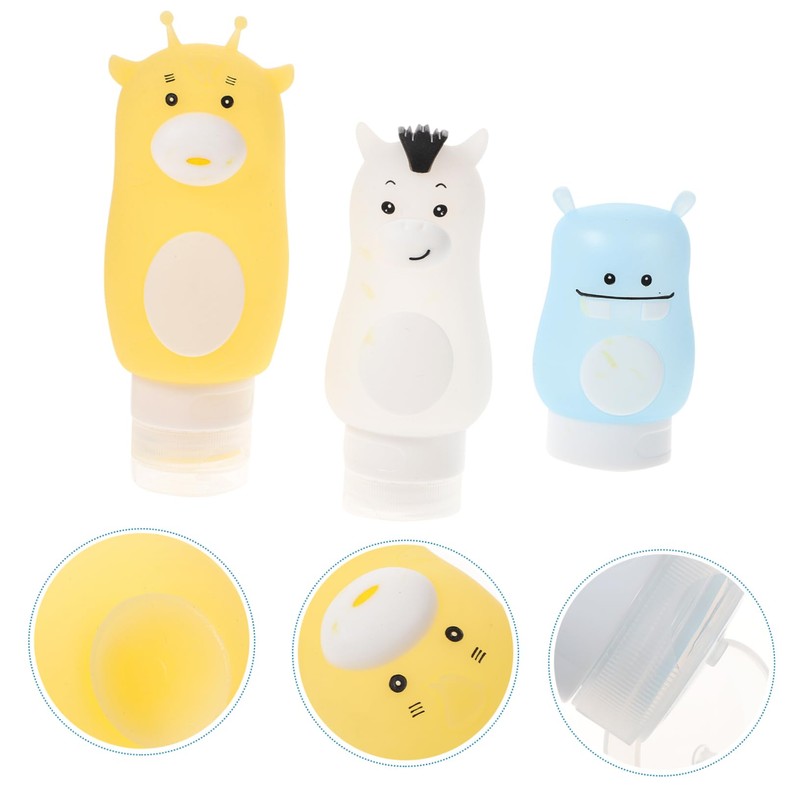 NOLITOY 1set Portable Cartoon Dispenser Bottles for Lotion and Shampoo