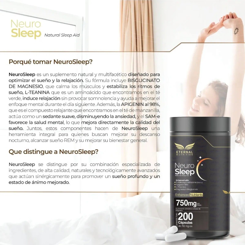 Magnesio Y Teanina Sueño Profundo Sin Melatonina 200 Caps