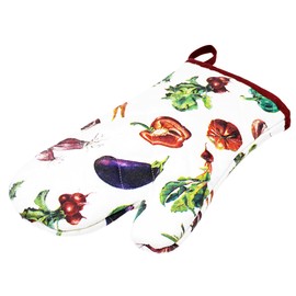 Lashuma Set of 2 Kitchen Gloves, Oven Gloves, 30 x 20 cm, Colourful Pattern Vegetables