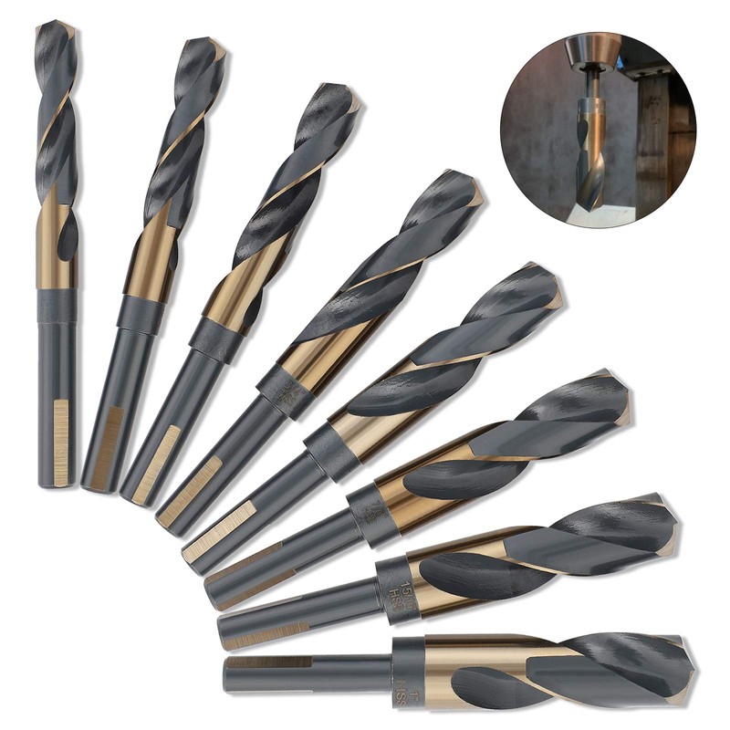 COMOWARE Reduced Shank Drill Bit Set, 8 Sizes from 9/16"