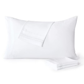 YIYEA King Pillow Cases Set of 4, Ultra Soft 1800TC Hotel Quality Double Brushed Microfiber Embroidered Pillowcases, Envelope Closure, Fade Resistant (20"x36", White)