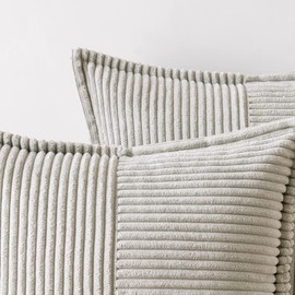 MIULEE Corduroy Cushion Covers Pack of 2 Decorative Modern Patchwork Throw Pillow Covers Soft Pillowcase Cushions for Home Spring decor Sofa Couch with Invisible Zipper 16x16 Inch Light grey 40x40 cm