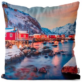 VOID Norway Fjord Winter Cushion Cover Sofa Cushion Decorative Christmas Winter Christmas Decoration Cushion Size: 40 x 40 cm