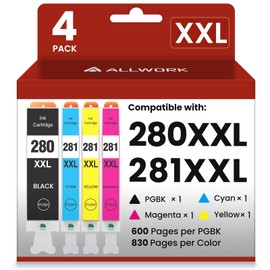 ALLWORK CLI-281XXL Compatible for Canon 281 TR8620a Ink Cartridges CLI-281XXL CLI-281 XXL to use with TR8620 TS7520 TS9520 TS9521C TR8520 TS6220 TS6320 TS8220 (4 Packs)