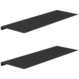 MKO 16" Floating Shelves for Wall, Long Metal Wall Mounted Shelf for Bathroom, Bedroom, Living Room, Kitchen, Display Hanging Shelves for Books/Storage/Room Decor 2 Packs, Black