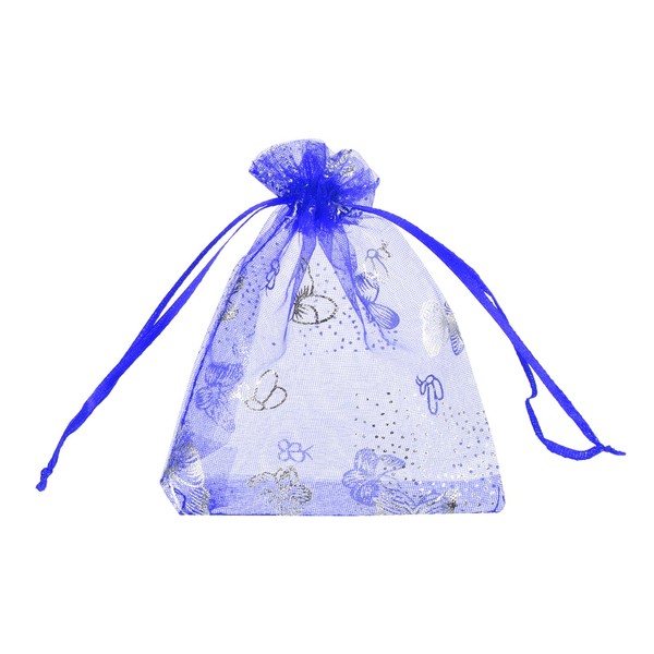 QUARKZMAN 100 Stück Organzasäckchen, 10x12cm Geschenksäckchen Schmuckbeutel Schmetterling-Muster Mesh Säckchen