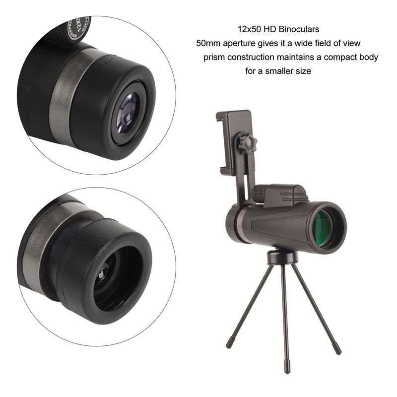 12x50 Monocular Telescope 50mm Aperture Bright Clear HD Outdoor Telescope