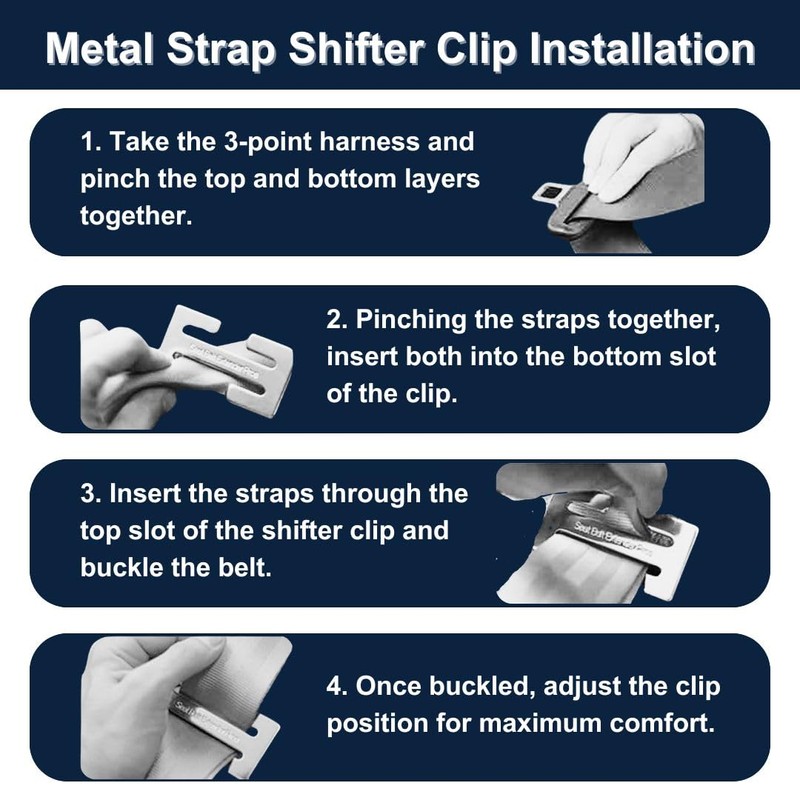 Frankie Seat Belt Adjusting Clip (Metal, 4-Pack) by Seat Belt