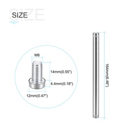 METALLIXITY Double Head Standoff Screws (12x164mm) 6pcs, Stainless Steel Advertising Screws Glass Acrylic Nail - for Glass Acrylic Display Bracket