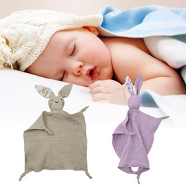 MLPKOI 2Pcs Baby Comforters Blanket, Soft Muslin Bunny Security Blanket Infant Toddler Cuddle Snuggle Toy Blankets for Newborn Infant Boy Girls