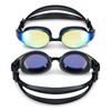 MaiKud Unisex Swimming Goggles with Mirrored Lenses (Black)