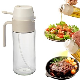 MDZF SWEET HOME Oil Sprayer for Cooking, 18.6oz/550ml 2 in 1 Olive Oil Dispenser Bottle for Kitchen, Premium Oil Spray Bottle, Oil Mister for Air Fryer, Salad, Frying (White)