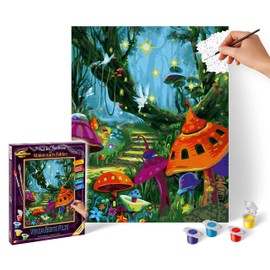 Schipper 602100501 Blumen Numbers, Enchanted Mushrooms Pictures for Adults, Includes Brush and Acrylic Paints, 24 x 30 cm, Mittel