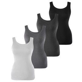 BAMBOO COOL Women's Ultra Soft Camisole Lightweight Tank Top Basic Vests Comfy Undershirt 4 Pack