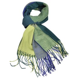 woogwin Winter Warm Plaid Scarfs for Women Long Blanket Scarf Big Grid Shawl Wrap (BlueGreen)