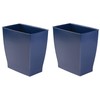 iDesign Small Rectangular Bathroom Trash Set of 2-Navy Blue Waste