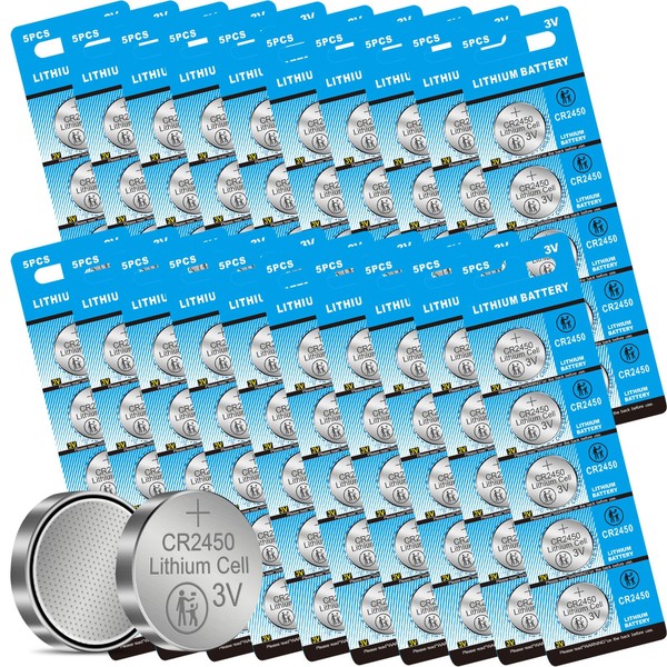 CR2450 Lithium Battery 3 Volt 600mAh Coin Button Cell 100 Pack