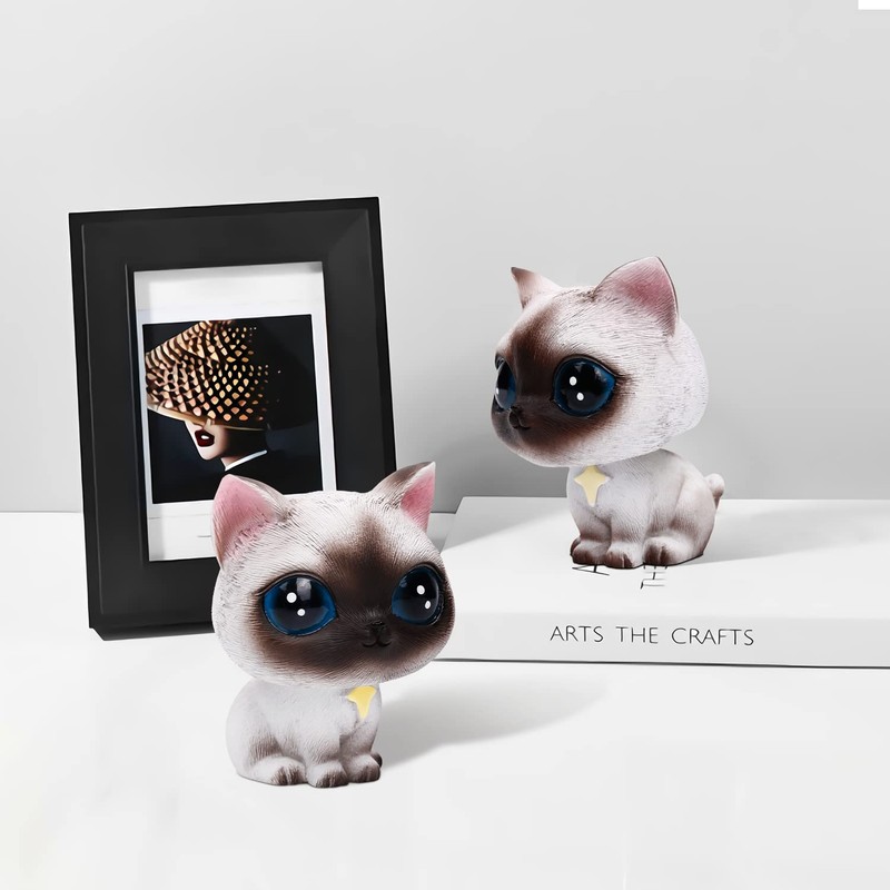 YGMONER Cat Bobblehead Ornaments Car Dashboard Shake Head Resin Figurines