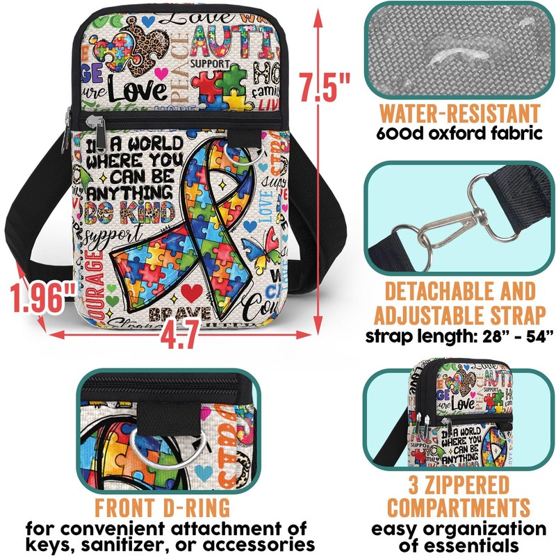 84hoods Crossbody Phone Bag with Adjustable Strap. Small Waterproof Cell