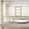 Relaxdays Cosmetic Bin, Bamboo Swing Lid, Modern Bathroom Bin, Plastic,