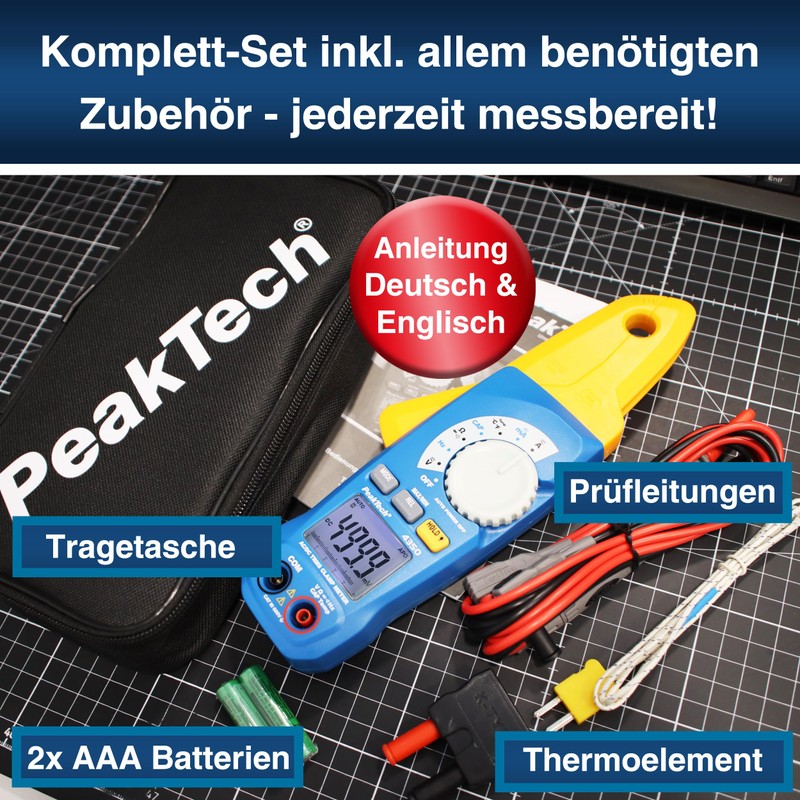 PeakTech/Leak Pliers 80 A AC/DC Power Supply 1mA Resolution and