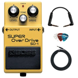 Boss SD-1 Super OverDrive Bundle with 10ft Instrument Cable, Patch Cable, and Picks