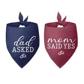 Dad Asked Dog Mom Said Yes Wedding Bandana Blue Red Dog Bandana Engagement Gift Funny Dog Bandana Wedding Photo Prop Pet Scarf Accessories for Pet Dog Lovers Gifts Pack of 2