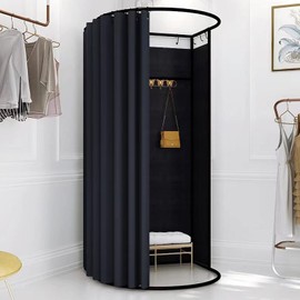 AMSXNOO Clothing Store Fitting Room, Strong Load- Bearing Locker Room Removable Portable Stable Privacy Dressing Room for Indoor Outdoor House Office Shopping Mall (Color : Black, Size : 85x80x200CM)