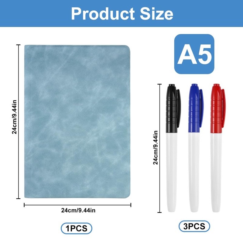 Portable Erasable Whiteboard A5, 24 x 17 cm, Small Double-Sided