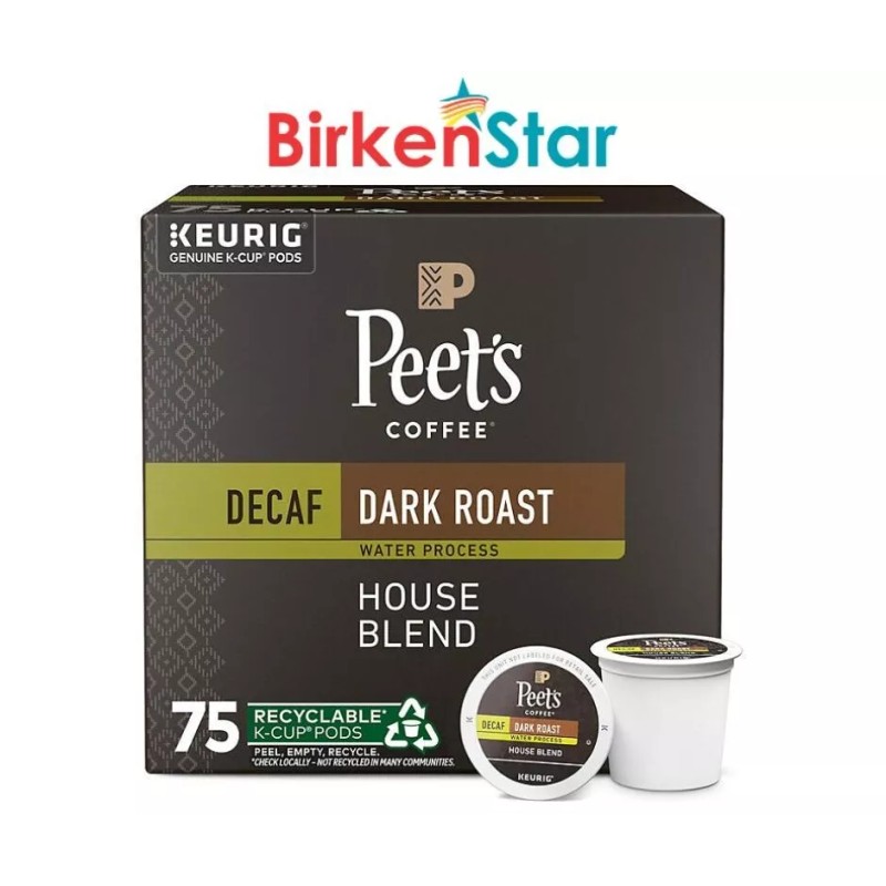 Peet's Coffee Decaf Dark Roast K-Cup Pods, House Blend (75